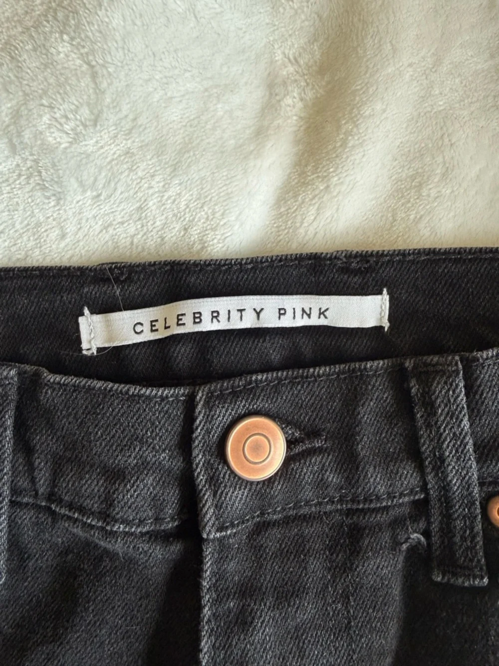 Celebrity Pink Black Frayed Hem Denim Shorts - Picture 4 of 8